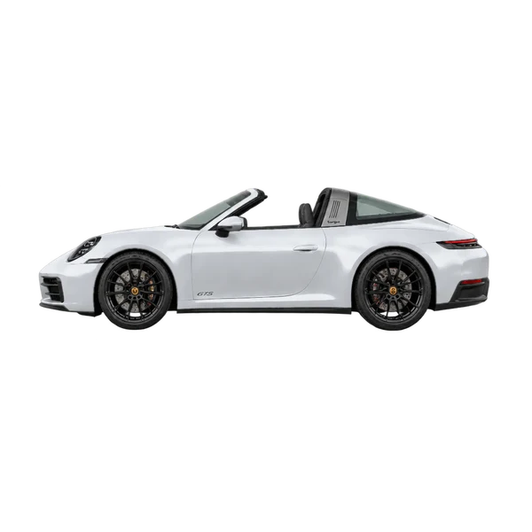 silver 2026 Porsche 911 Targa 4 GTS side (facing left) view