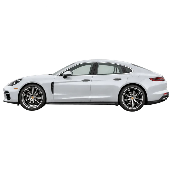 silver 2023 Porsche Panamera side (facing left) view