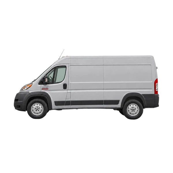 silver 2015 Ram ProMaster 3500 side (facing left) view