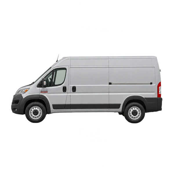 silver 2025 Ram ProMaster 3500 side (facing left) view
