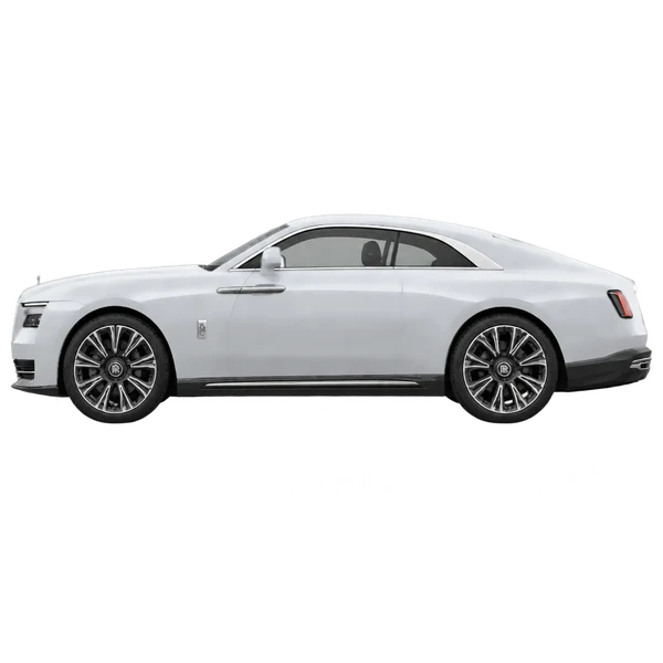 silver 2024 Rolls-Royce Spectre side (facing left) view