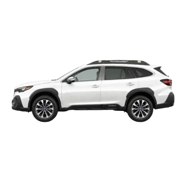 white 2027 Subaru Outback side (facing left) view