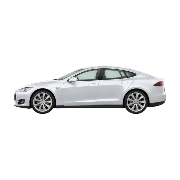 silver 2022 Tesla Model S side (facing left) view