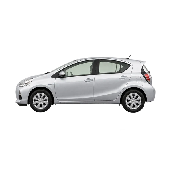 silver 2010 Toyota Aqua side (facing left) view