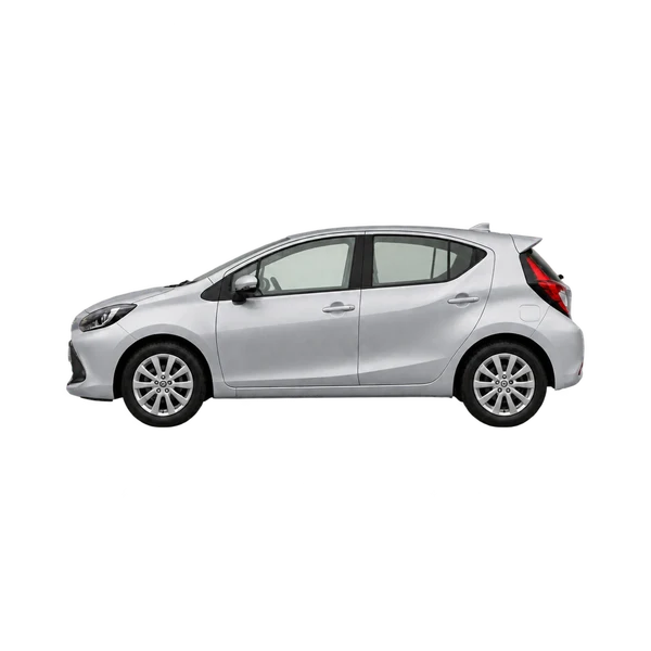 silver 2025 Toyota Aqua side (facing left) view