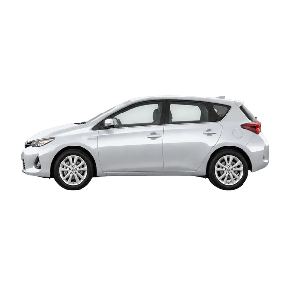 silver 2015 Toyota Auris Hybrid TS side (facing left) view