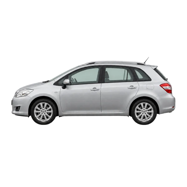 silver 2010 Toyota Auris TR Valvematic side (facing left) view