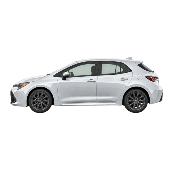 silver 2022 Toyota Corolla Hatchback side (facing left) view