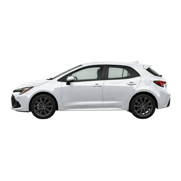 silver 2024 Toyota Corolla Hatchback side (facing left) view