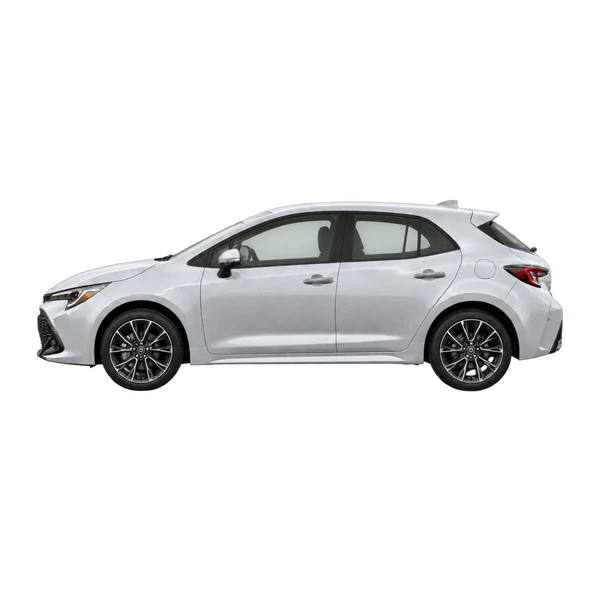 silver 2026 Toyota Corolla Hatchback side (facing left) view