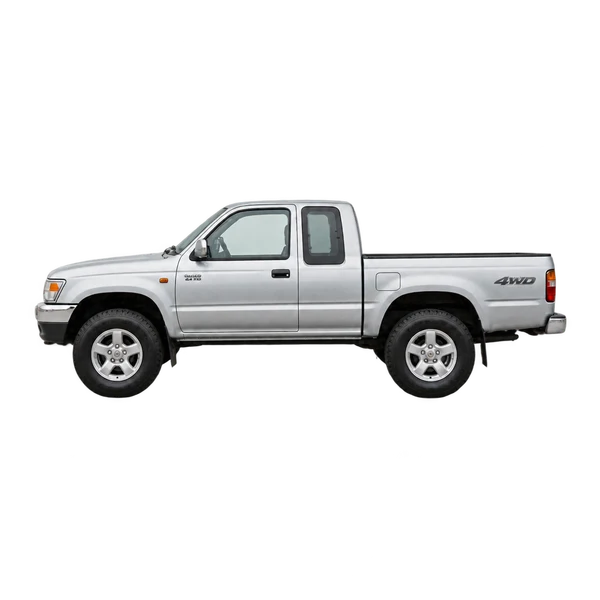 silver 2000 Toyota Hilux 2.4TD Xtracab 4WD side (facing left) view