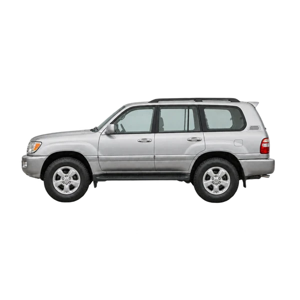 silver 2000 Toyota Landcruiser 100 4.2TD side (facing left) view