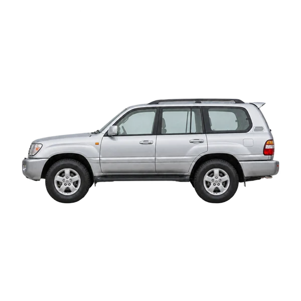 silver 2000 Toyota Landcruiser 100 4.2TD SW side (facing left) view