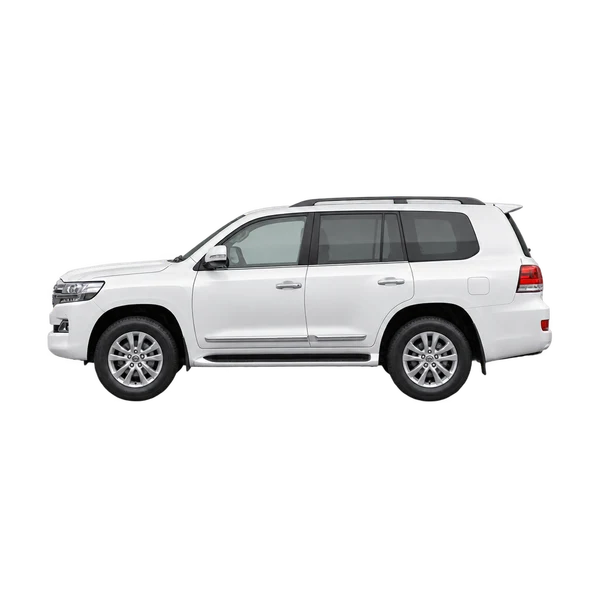 white 2018 Toyota Landcruiser 200 side (facing left) view