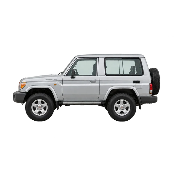 silver 2000 Toyota Landcruiser 70 4.2D HB side (facing left) view