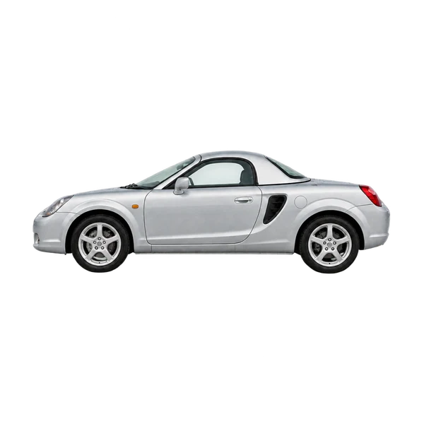 silver 2000 Toyota MR2,TOYOTA MR side (facing left) view