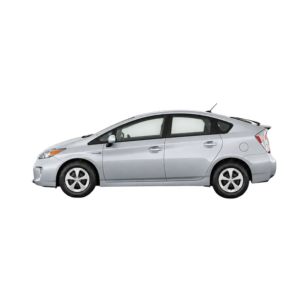 silver 2015 Toyota Prius side (facing left) view