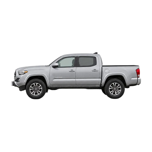silver 2021 Toyota Tacoma side (facing left) view