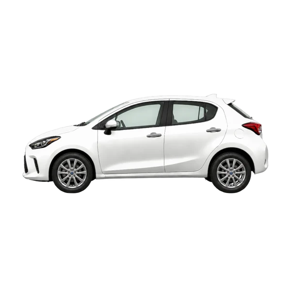 white 2021 Toyota Yaris side (facing left) view