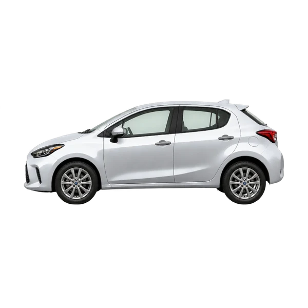 silver 2021 Toyota Yaris side (facing left) view