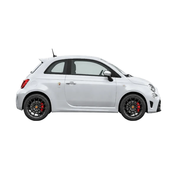 silver 2024 Abarth 500 side (facing right) view