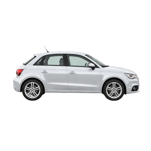 silver 2012 Audi A1 Sportback side (facing right) view