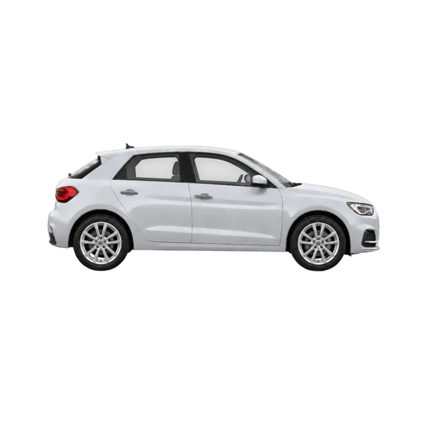 silver 2019 Audi A1 Sportback side (facing right) view