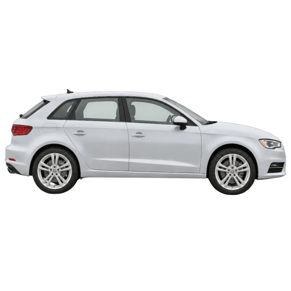 silver 2014 Audi A3 side (facing right) view