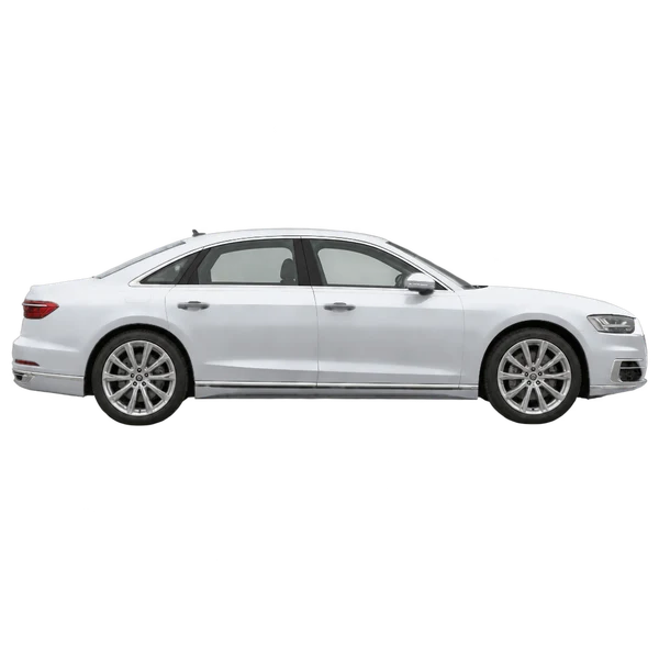 silver 2024 Audi A8 side (facing right) view