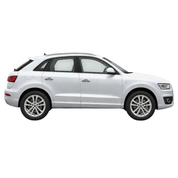 silver 2014 Audi Q3 side (facing right) view