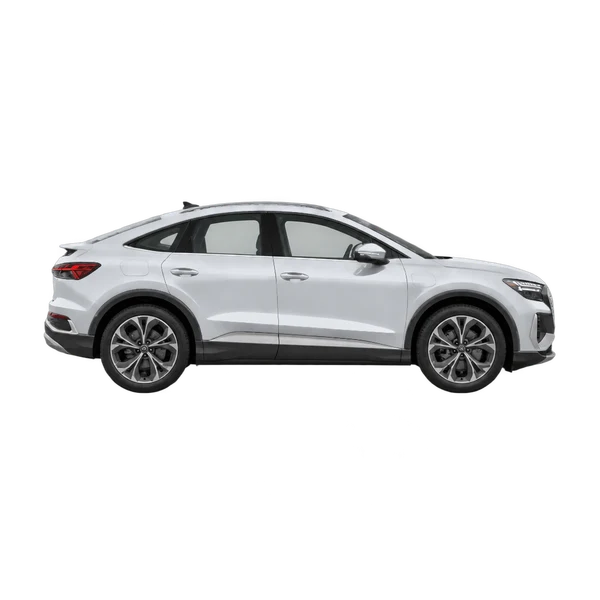silver 2023 Audi Q4 Sportback 35 E-Tron side (facing right) view
