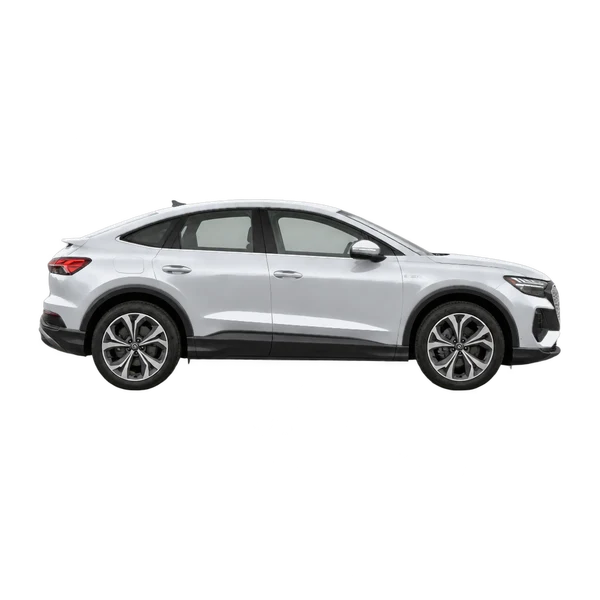 silver 2026 Audi Q4 Sportback 40 E-Tron side (facing right) view