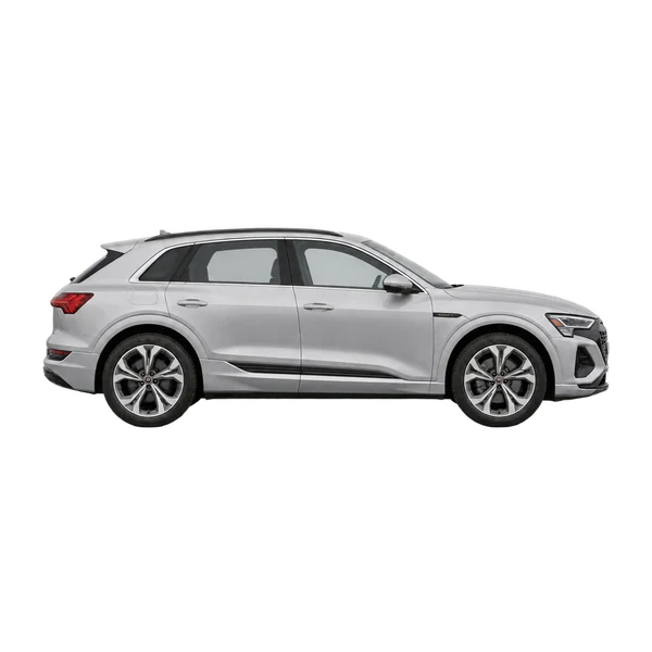 silver 2024 Audi Q8 E-Tron side (facing right) view