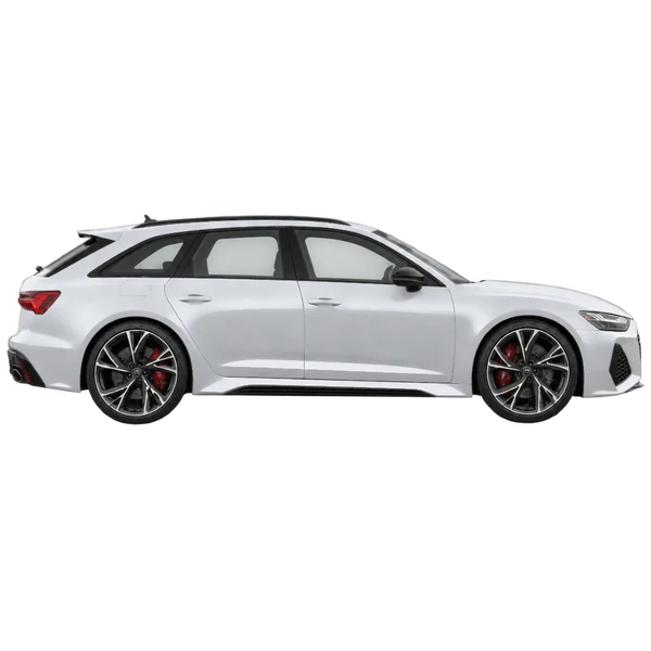 silver 2020 Audi RS6 side (facing right) view