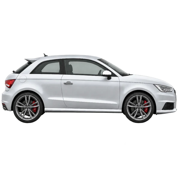 silver 2014 Audi S1 side (facing right) view