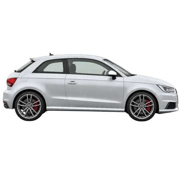 silver 2016 Audi S1 side (facing right) view