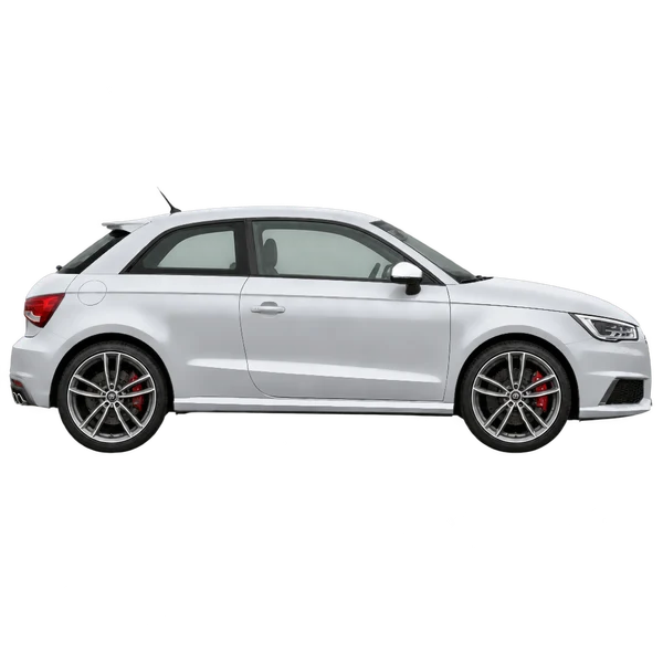 silver 2017 Audi S1 side (facing right) view