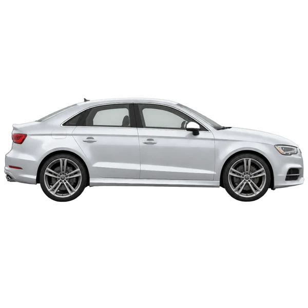 silver 2015 Audi S3 side (facing right) view