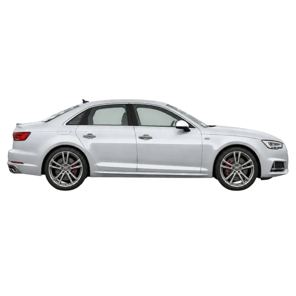 silver 2017 Audi S4 side (facing right) view
