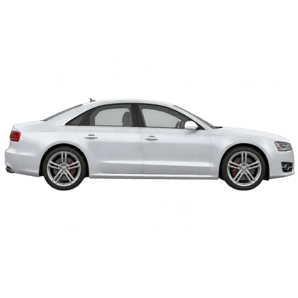 silver 2017 Audi S8 side (facing right) view