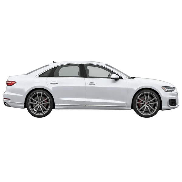 silver 2019 Audi S8 side (facing right) view