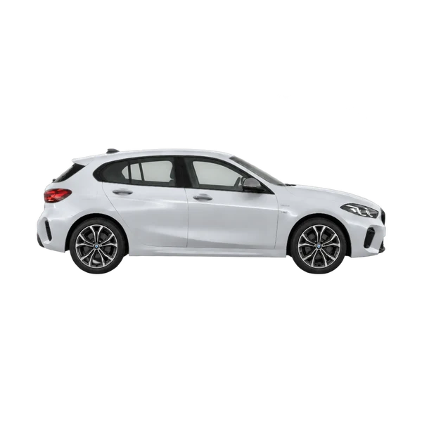 silver 2026 BMW 123 Xdrive side (facing right) view