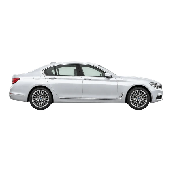 silver 2016 BMW 740D side (facing right) view