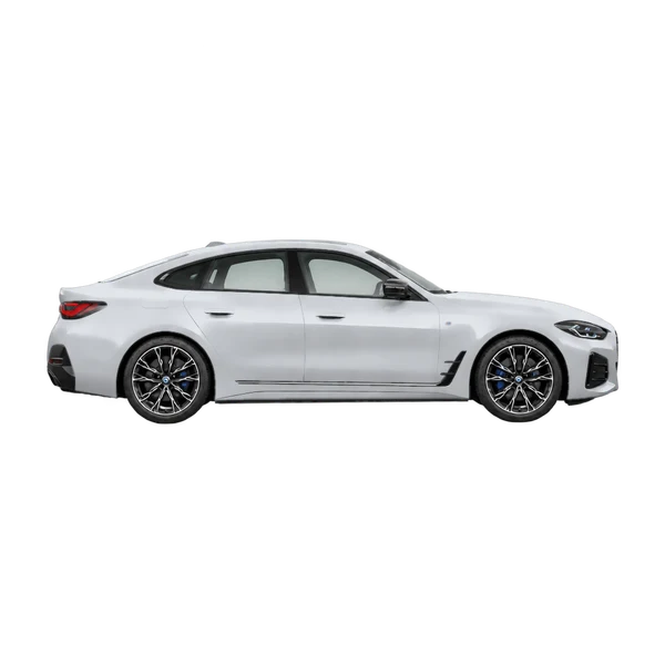 silver 2026 BMW I4 M60 Xdrive side (facing right) view