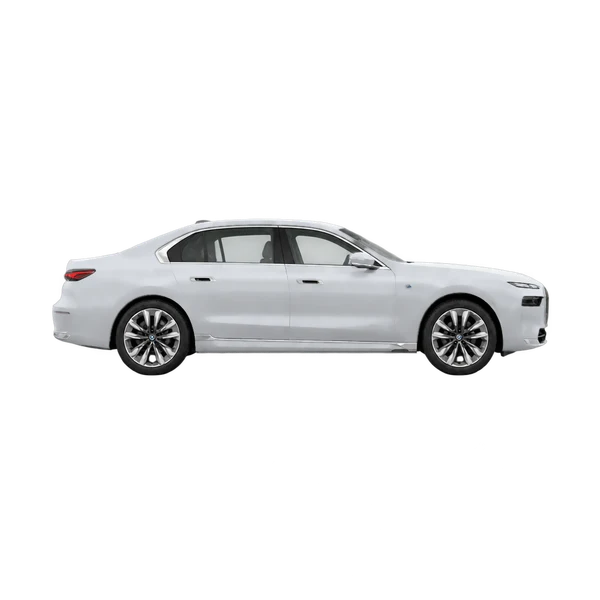 silver 2026 BMW I7 Xdrive60 side (facing right) view