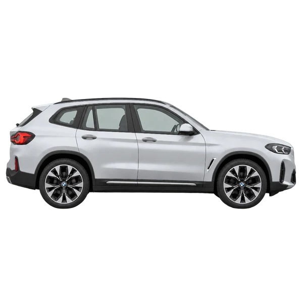 silver 2026 BMW IX3 50 Xdrive side (facing right) view