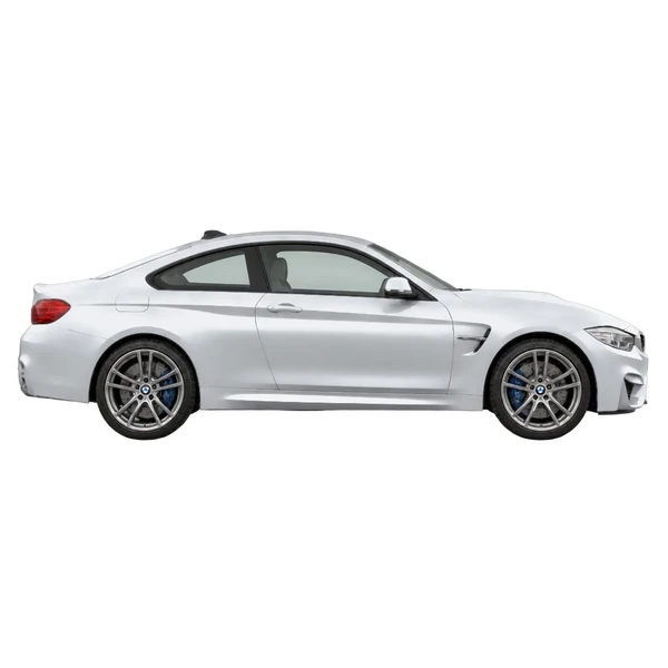 silver 2014 BMW M4 side (facing right) view