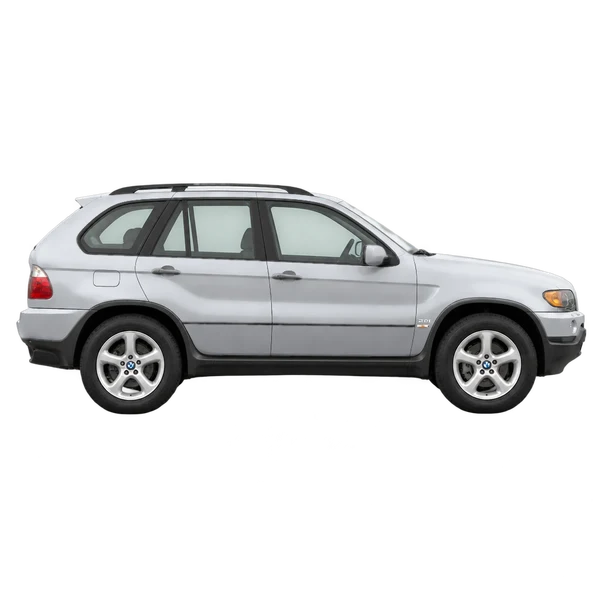 silver 2002 BMW X5 side (facing right) view