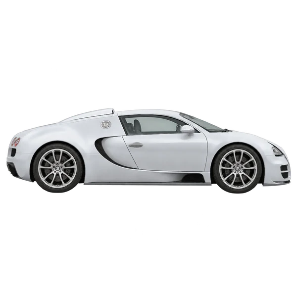 silver 2015 Bugatti Veyron side (facing right) view