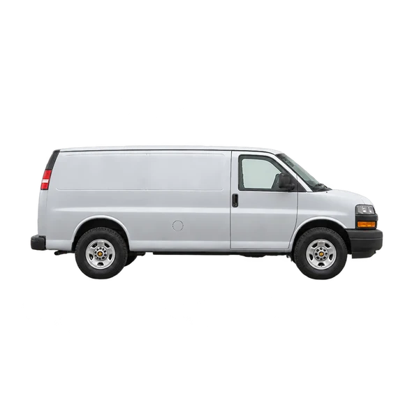 silver 2003 Chevrolet Express side (facing right) view